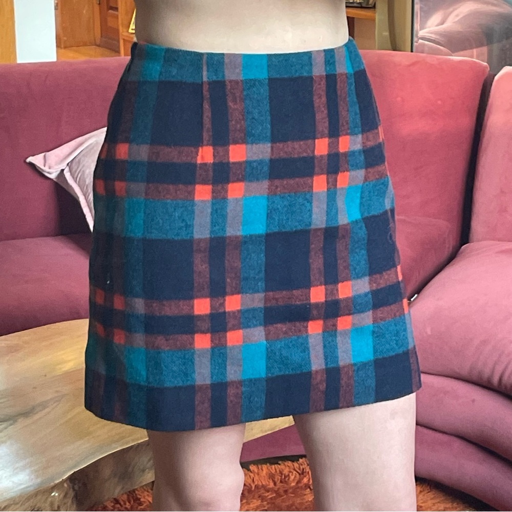 VTG plaid wool blend mini skirt